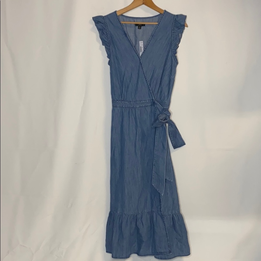J. Crew Midi Wrap Dress in Chambray Women's 8